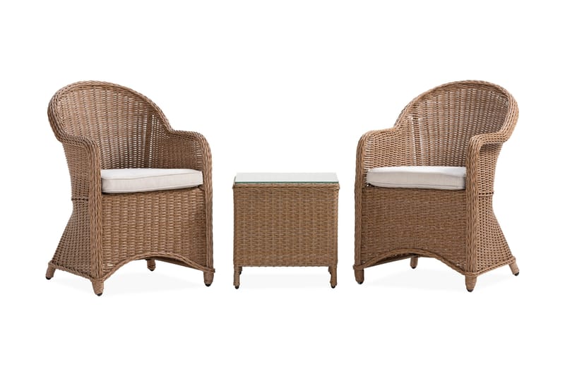 Marcus Caféset med 2 Light Fåtöljer m Dyna, Natur