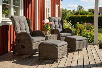 Marcus Caféset med 2 Reclinerfåtöljer Utomhus m Dyna - Grå - Utemöbler & utemiljö - Utegrupp - Cafegrupp & cafeset