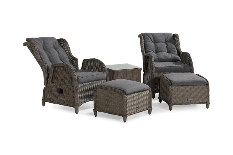 Marcus Caféset med 2 Reclinerfåtöljer Utomhus m Dyna - Grå - Utemöbler & utemiljö - Utegrupp - Cafegrupp & cafeset