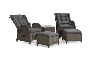 Marcus Caféset med 2 Reclinerfåtöljer Utomhus m Dyna - Grå - Utemöbler & utemiljö - Utegrupp - Cafegrupp & cafeset