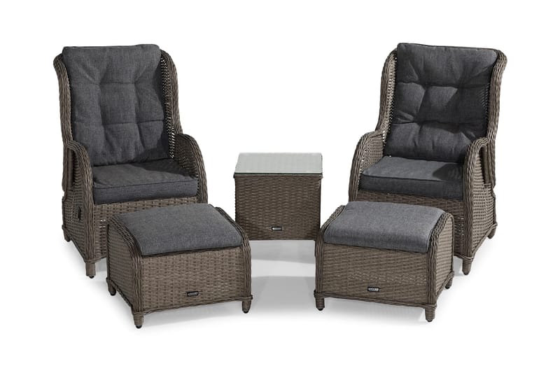 Marcus Caféset med 2 Reclinerfåtöljer Utomhus m Dyna - Grå - Utemöbler & utemiljö - Utegrupp - Cafegrupp & cafeset
