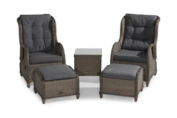 Marcus Caféset med 2 Reclinerfåtöljer Utomhus m Dyna - Grå - Utemöbler & utemiljö - Utegrupp - Cafegrupp & cafeset