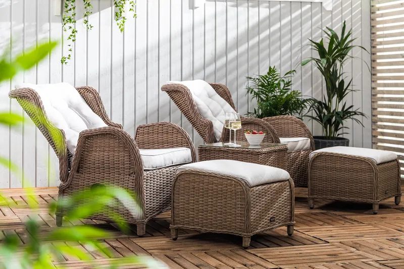 Marcus Caféset med 2 Reclinerfåtöljer Utomhus m Dyna - Natur - Utemöbler & utemiljö - Utegrupp - Cafegrupp & cafeset