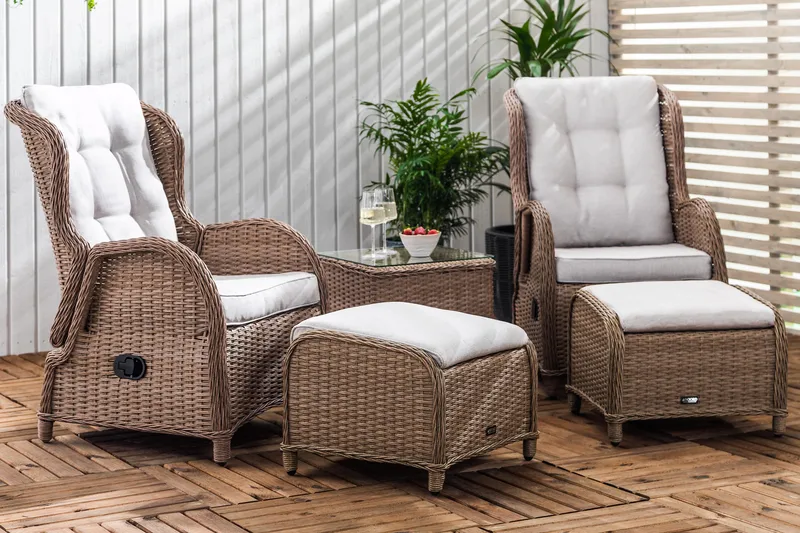 Marcus Caféset med 2 Reclinerfåtöljer Utomhus m Dyna - Natur - Utemöbler & utemiljö - Utegrupp - Cafegrupp & cafeset