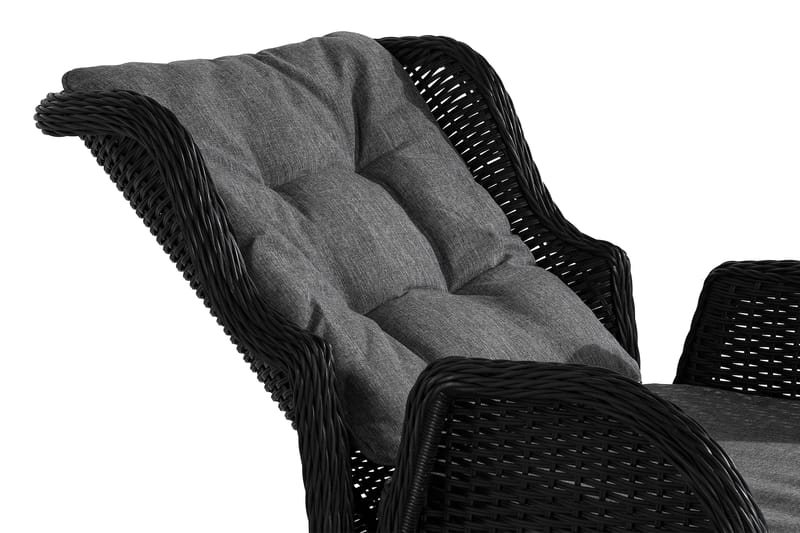 Marcus Caféset med 2 Reclinerfåtöljer Utomhus m Dyna - Svart - Utemöbler & utemiljö - Utegrupp - Cafegrupp & cafeset