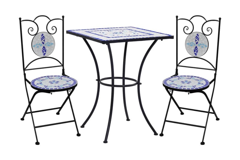 Mosaikbord 3 st keramik blå och vit - Blå - Cafegrupp & cafeset