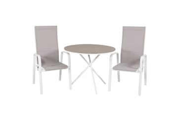 Parma Caféset Rund Ø90 cm + 2 Copacabana Karmstolar - Brun/Vit - Utemöbler & utemiljö - Utegrupp - Cafegrupp & cafeset