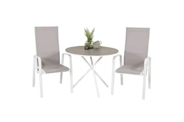 Parma Caféset Rund Ø90 cm + 2 Copacabana Karmstolar - Brun/Vit - Utemöbler & utemiljö - Utegrupp - Cafegrupp & cafeset