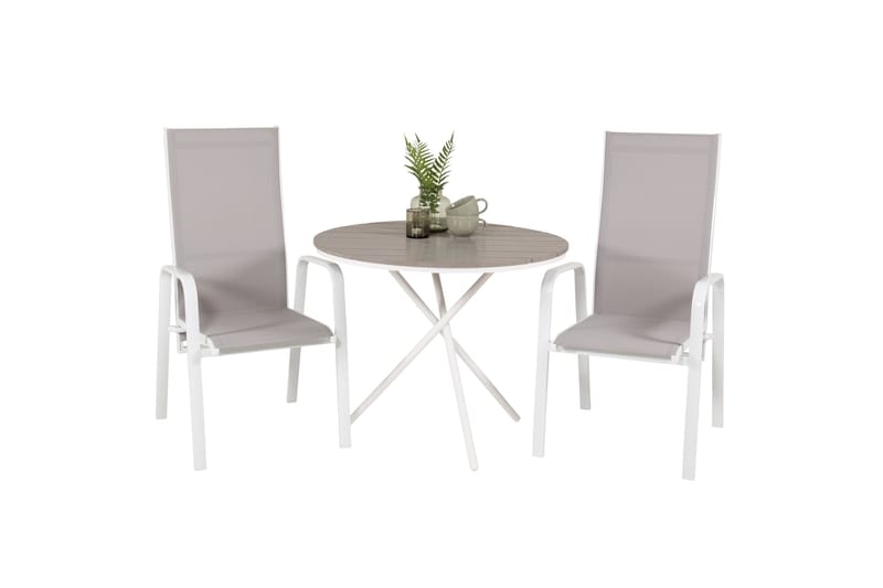 Parma Caféset Rund Ø90 cm + 2 Copacabana Karmstolar - Brun/Vit - Utemöbler & utemiljö - Utegrupp - Cafegrupp & cafeset