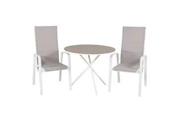 Parma Caféset Rund Ø90 cm + 2 Copacabana Karmstolar - Brun/Vit - Utemöbler & utemiljö - Utegrupp - Cafegrupp & cafeset