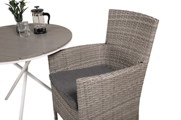 Parma Caféset Rund Ø90 cm + 2 Malin Karmstolar - Brun/Vit - Utemöbler & utemiljö - Utegrupp - Cafegrupp & cafeset