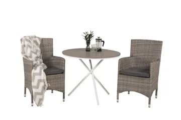 Parma Caféset Rund Ø90 cm + 2 Malin Karmstolar - Brun/Vit - Utemöbler & utemiljö - Utegrupp - Cafegrupp & cafeset