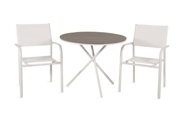 Parma Caféset Rund Ø90 cm + 2 Santorini Karmstolar - Brun/Vit - Utemöbler & utemiljö - Utegrupp - Cafegrupp & cafeset