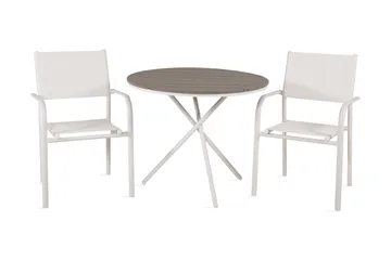 Parma Caféset Rund Ø90 cm + 2 Santorini Karmstolar - Brun/Vit - Utemöbler & utemiljö - Utegrupp - Cafegrupp & cafeset