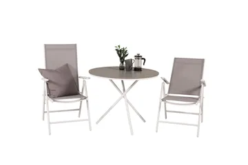 Parma Caféset Rund Ø90 cm + 2 Break Positionsstolar - Vit/Grå - Utemöbler & utemiljö - Utegrupp - Cafegrupp & cafeset