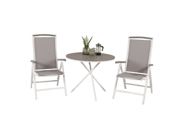 Parma Matgrupp Rund Ø90 cm + 2 Albany Matstolar - Vit/Grå - Utemöbler & utemiljö - Utegrupp - Cafegrupp & cafeset