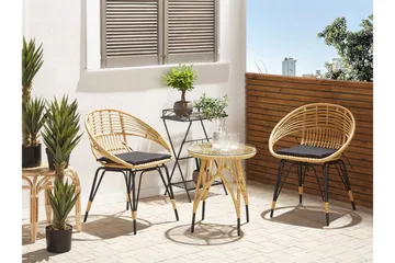 Pellaro Balkongset + 2 Utestolar m Dyna - Natur/Svart - Utemöbler & utemiljö - Utegrupp - Cafegrupp & cafeset