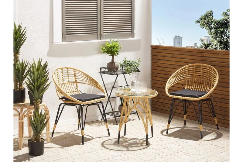 Pellaro Balkongset + 2 Utestolar m Dyna - Natur/Svart - Utemöbler & utemiljö - Utegrupp - Cafegrupp & cafeset