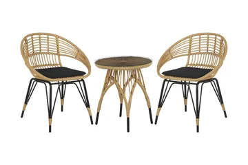 Pellaro Balkongset + 2 Utestolar m Dyna - Natur/Svart - Utemöbler & utemiljö - Utegrupp - Cafegrupp & cafeset