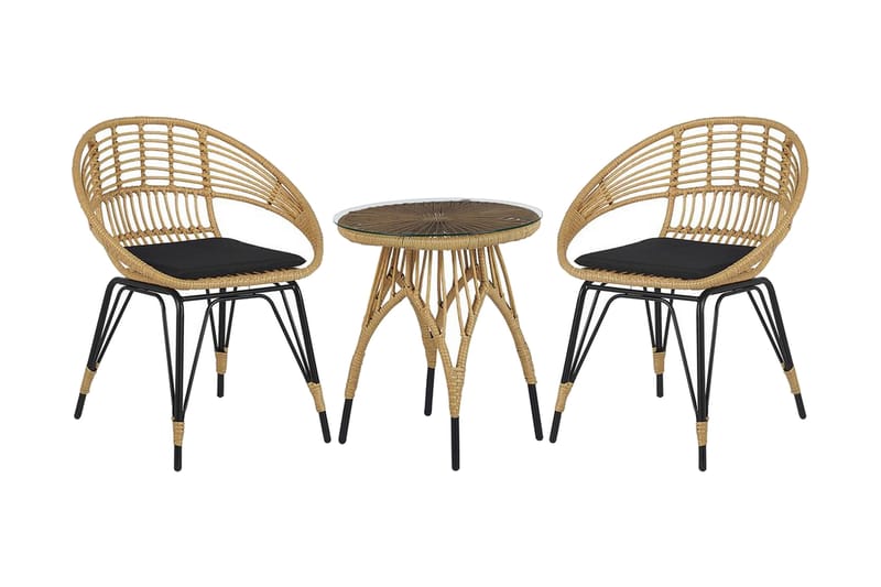 Pellaro Balkongset + 2 Utestolar m Dyna, Natur/Svart