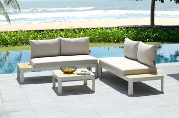 Portals Loungegrupp 4-sits - Vit/Teak - Utemöbler & utemiljö - Loungemöbler - Loungeset & loungegrupp