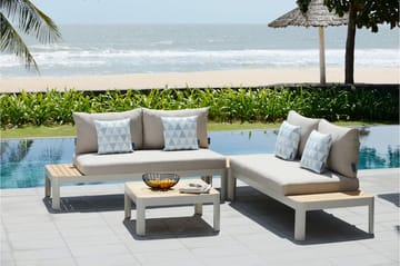 Portals Loungegrupp 4-sits - Vit/Teak - Utemöbler & utemiljö - Utegrupp - Cafegrupp & cafeset