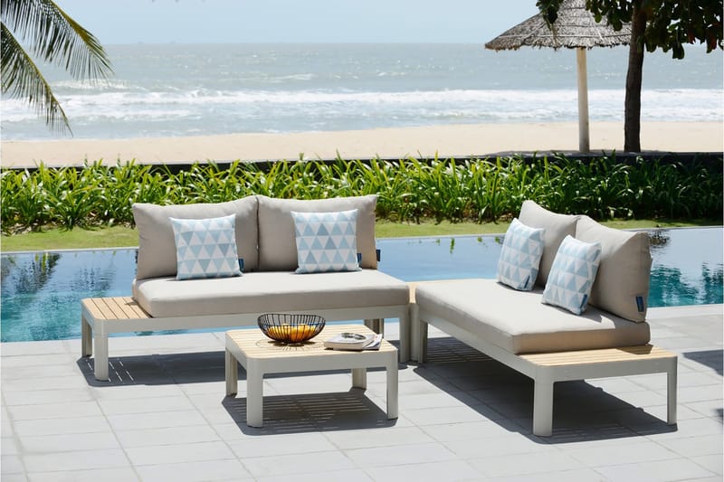 Portals Loungegrupp 4-sits - Vit/Teak - Utemöbler & utemiljö - Utegrupp - Cafegrupp & cafeset