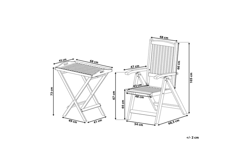 Riliegh Balkongset 68 cm + 2 Utestolar - Grafitgrå - Utemöbler & utemiljö - Utegrupp - Cafegrupp & cafeset