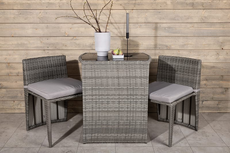 Savanna Caféset 50 cm + 2 Matstolar Utomhus - Grå - Utemöbler & utemiljö - Utegrupp - Cafegrupp & cafeset
