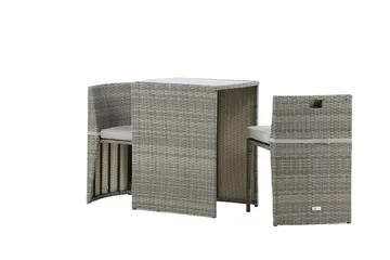 Savanna Caféset 50 cm + 2 Matstolar Utomhus - Grå - Utemöbler & utemiljö - Utegrupp - Cafegrupp & cafeset