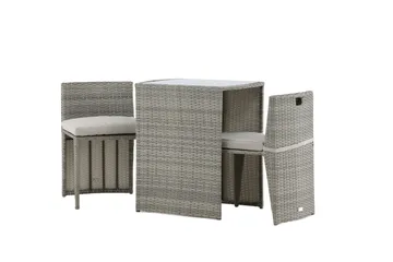 Savanna Caféset 50 cm + 2 Matstolar Utomhus - Grå - Utemöbler & utemiljö - Utegrupp - Cafegrupp & cafeset