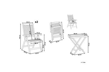 Trädgårdsmöbelset av Utebord och 2 Utestolar JAVA - Trä/natur - Utemöbler & utemiljö - Utegrupp - Cafegrupp & cafeset