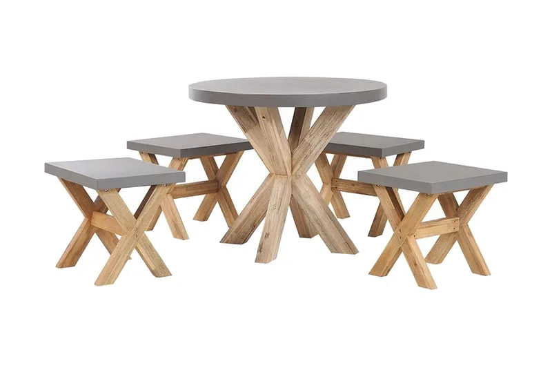 Trädgårdsset av Utebord och 4 pallar¸ 90 cmOLBIA, Grå
