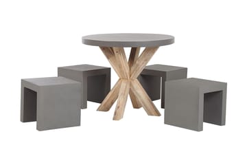Trädgårdsset Utebord och 4 pallar 90  OLBIA/TARANTO - Grå - Utemöbler & utemiljö - Utegrupp - Cafegrupp & cafeset