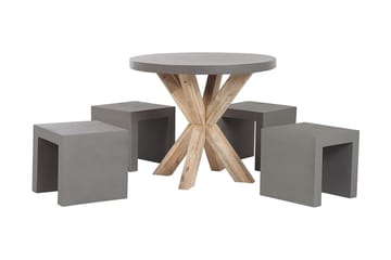 Trädgårdsset Utebord och 4 pallar 90  OLBIA/TARANTO - Grå - Utemöbler & utemiljö - Utegrupp - Cafegrupp & cafeset
