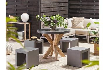 Trädgårdsset Utebord och 4 pallar 90  OLBIA/TARANTO - Grå - Utemöbler & utemiljö - Utegrupp - Cafegrupp & cafeset