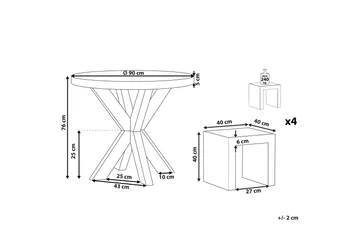Trädgårdsset Utebord och 4 pallar 90  OLBIA/TARANTO - Grå - Utemöbler & utemiljö - Utegrupp - Cafegrupp & cafeset