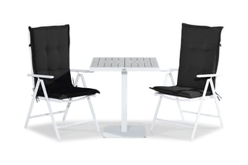 Tunis Caféset 70x70 + 2 Maggie Positionsstol m Dyna - Vit/Grå/Svart - Utemöbler & utemiljö - Utegrupp - Cafegrupp & cafeset