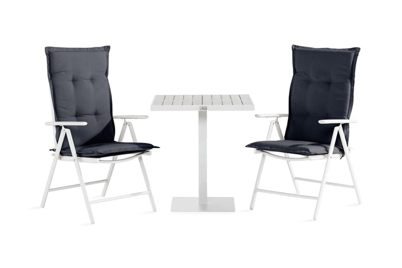 Tunis Caféset 70x70 + 2 Maggie Positionsstol m Dyna, Vit/Grå