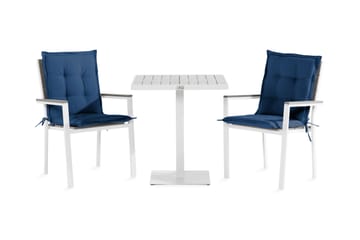 Tunis Caféset 70x70 + 2 Stapelstolar m Dyna - Vit/Grå/Blå - Utemöbler & utemiljö - Utegrupp - Cafegrupp & cafeset