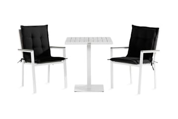 Tunis Caféset 70x70 + 2 Stapelstolar m Dyna - Vit/Grå/Svart - Utemöbler & utemiljö - Utegrupp - Cafegrupp & cafeset