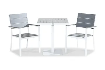 Tunis Caféset 70x70 + 2 Stapelstolar - Vit/Grå - Utemöbler & utemiljö - Utegrupp - Cafegrupp & cafeset