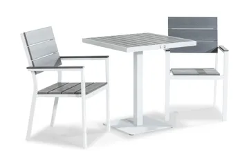 Tunis Caféset 70x70 + 2 Stapelstolar - Vit/Grå - Utemöbler & utemiljö - Utegrupp - Cafegrupp & cafeset