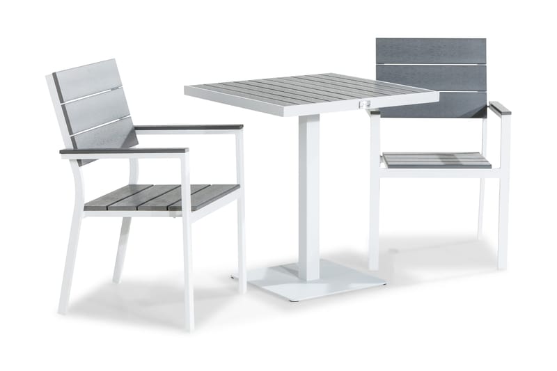 Tunis Caféset 70x70 + 2 Stapelstolar - Vit/Grå - Utemöbler & utemiljö - Utegrupp - Cafegrupp & cafeset