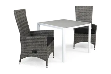 Tunis Matgrupp 90 + 2 Jenny Ställbar Fåtölj m Dyna - Vit/Grå/Svart - Utemöbler & utemiljö - Utegrupp - Cafegrupp & cafeset