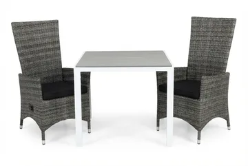 Tunis Matgrupp 90 + 2 Jenny Ställbar Fåtölj m Dyna - Vit/Grå/Svart - Utemöbler & utemiljö - Utegrupp - Cafegrupp & cafeset