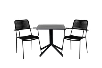 Way Caféset 70 cm + 2 Lindos Karmstolar - Svart/Brun - Utemöbler & utemiljö - Utegrupp - Cafegrupp & cafeset