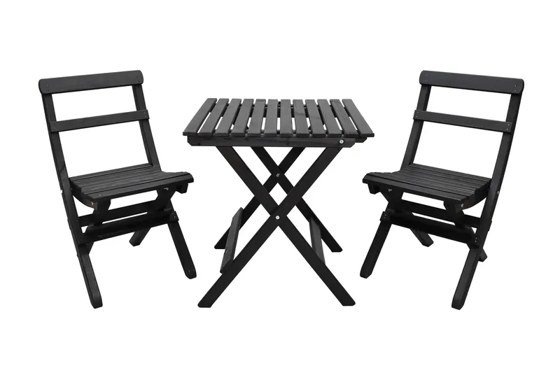 Wilma Caféset 65x65 cm + 2 Utestolar Grå/Vit, Baltic Garden