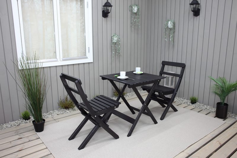 Wilma Caféset 65x65 cm + 2 Utestolar Grå/Vit - Baltic Garden - Utemöbler & utemiljö - Utegrupp - Cafegrupp & cafeset