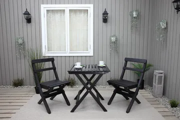 Wilma Caféset 65x65 cm + 2 Utestolar Grå/Vit - Baltic Garden - Utemöbler & utemiljö - Utegrupp - Cafegrupp & cafeset